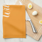 Aangepaste namen moderne oranje minimalistisch theedoek (Quarter Fold)