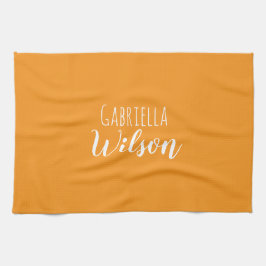Aangepaste namen moderne oranje minimalistisch theedoek