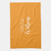 Aangepaste namen moderne oranje minimalistisch theedoek (Verticaal)