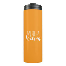 Aangepaste namen moderne oranje minimalistisch thermosbeker
