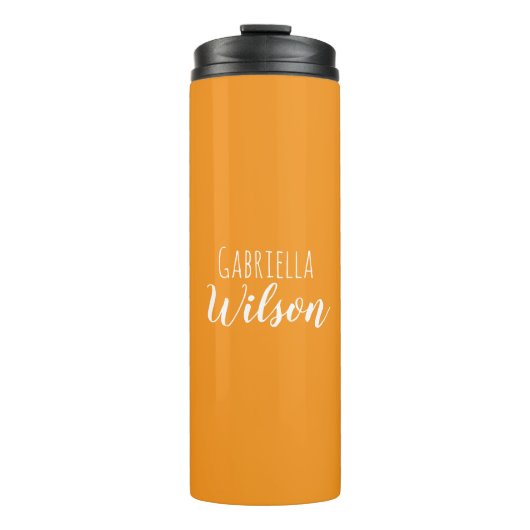 Aangepaste namen moderne oranje minimalistisch thermosbeker (Voorkant)