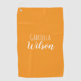 Aangepaste namen moderne oranje minimalistische golfhanddoek