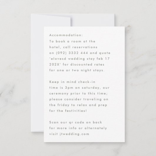 Aangepaste namen Moderne Wijze Details Accommodati RSVP Kaartje (Achterkant)