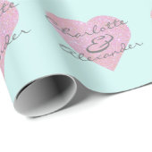 Aangepaste namen of Initialen Glitter Heart Name M Cadeaupapier (Rol Hoek)