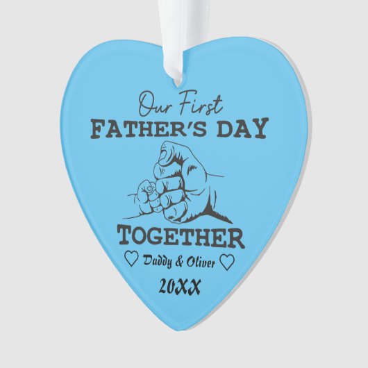 Aangepaste namen, onze eerste Vaderdag samen Ornament (voorkant)