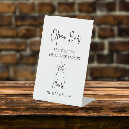 Aangepaste namen Open Bar Dance Floor Trouwbord Reclamebord Met Voetstuk