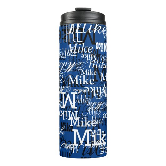 Aangepaste namen overlappende all-over BLUE Thermosbeker (Voorkant)