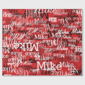 Aangepaste namen overlapten alle over rood cadeaupapier (Vlak)