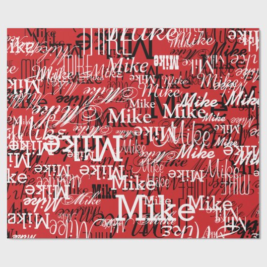 Aangepaste namen overlapten alle over rood cadeaupapier (Vlak)