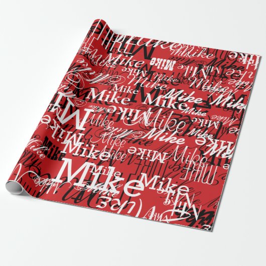Aangepaste namen overlapten alle over rood cadeaupapier (Uitgerold)