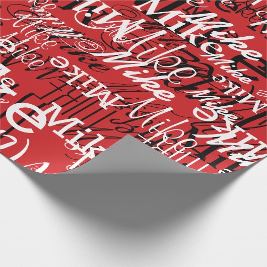 Aangepaste namen overlapten alle over rood cadeaupapier (Hoek)