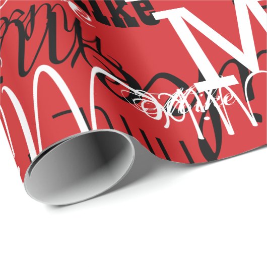 Aangepaste namen overlapten alle over rood cadeaupapier (Rol Hoek)