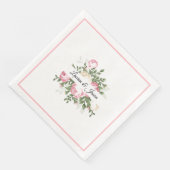 Aangepaste namen Papier Napkins- Roze Rose Servet (Hoek)