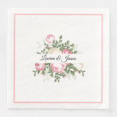 Aangepaste namen Papier Napkins- Roze Rose Servet (Voorkant)