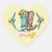 Aangepaste namen Passen getrouwd Rustic Cowboy Boo Hart Sticker (Voorkant)