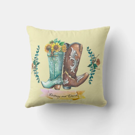 Aangepaste namen Passen getrouwd Rustic Cowboy Boo Kussen (Achterkant)