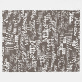 Aangepaste namen Patroon gestempeld allover Grijs  Fleece Deken (Voorkant (Horizontaal))