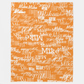 Aangepaste namen Patroon op Oranje kleur Fleece Deken (Voorkant)