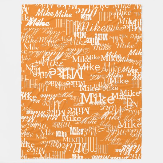 Aangepaste namen Patroon op Oranje kleur Fleece Deken (Voorkant)
