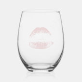 Aangepaste namen Red Lips Script Love Wijnglas Zonder Voet (Achterkant)