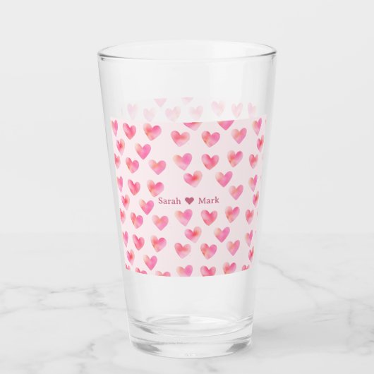 Aangepaste Namen Romantisch Roze Liefdesontwerp -  Glas (Voorkant)