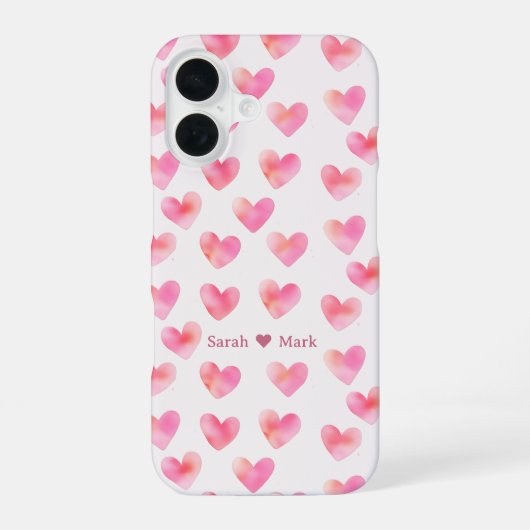 Aangepaste Namen Romantisch Roze Liefdesontwerp - iPhone 16 Hoesje (Achterkant)