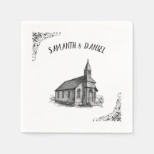 Aangepaste namen Rustic Church Wedding Napkins