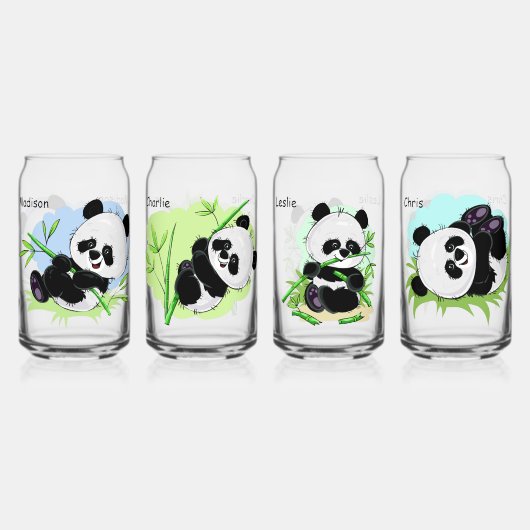Aangepaste namen Schattigee Panda's Blikvorm Glas (Achterkant)