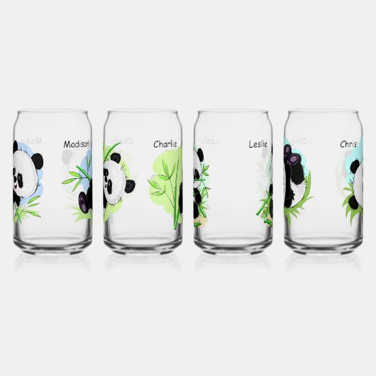 Aangepaste namen Schattigee Panda's Blikvorm Glas (Rechts)