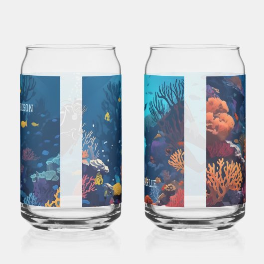 Aangepaste namen Scuba Diver Blikvorm Glas (Rechts)