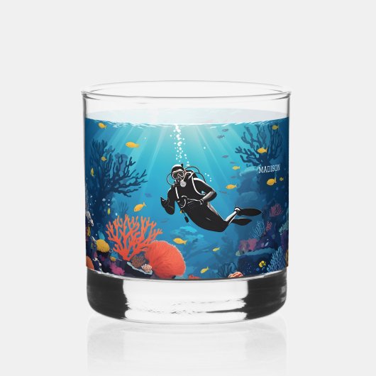 Aangepaste namen Scuba Diver Whisky Glas (Voorkant)