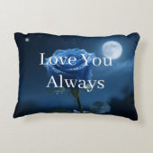 Aangepaste Namen & Speciale Jaren Romantisch Blauw Accent Kussen (Achterkant)