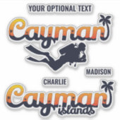 Aangepaste namen & tekst Cayman Islands Scuba Dive Sticker (Voorkant)