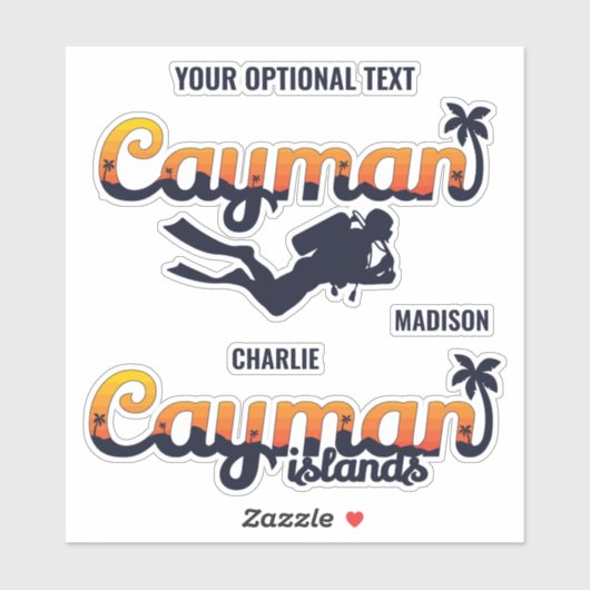 Aangepaste namen & tekst Cayman Islands Scuba Dive Sticker (Vel)