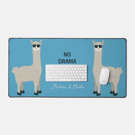 Aangepaste namen, tekst & kleur Cool Lama's Bureaumat (Keyboard & Muis)