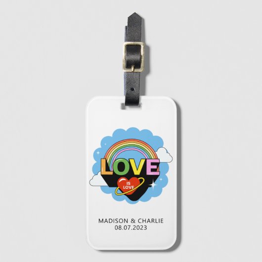 Aangepaste namen / tekst "Liefde is Liefde" Bagagelabel (Voorkant (verticaal))