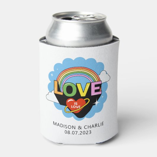 Aangepaste namen / tekst "Liefde is Liefde" Blikjeskoeler (Blikje Voorkant)