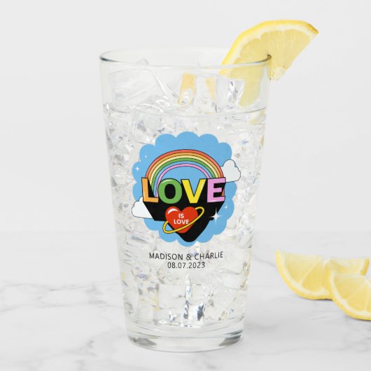Aangepaste namen / tekst "Liefde is Liefde" Glas (Achterkant ijs)