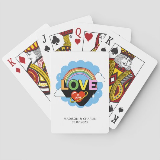 Aangepaste namen / tekst "Liefde is Liefde" Pokerkaarten (Achterkant)