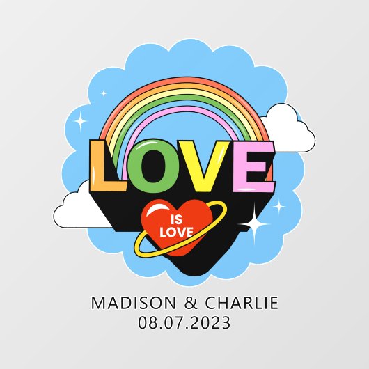 Aangepaste namen / tekst "Liefde is Liefde" Raamsticker (Vel)