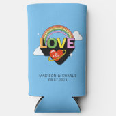 Aangepaste namen / tekst "Liefde is Liefde" Seltzer Blikjeskoeler (Voorkant)