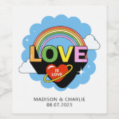 Aangepaste namen / tekst "Liefde is Liefde" Wijn Etiket (Enkel label)