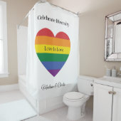 Aangepaste namen & tekst Rainbow Heart Douchegordijn (In situ)