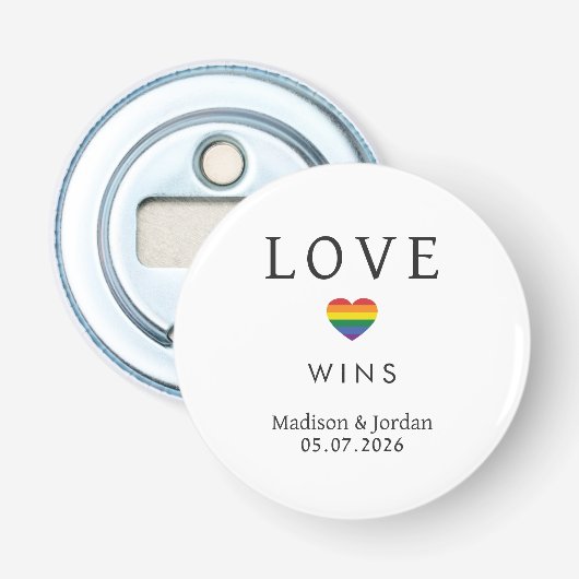 Aangepaste namen / tekst regenboog LIEFDE Button Flesopener (Voorkant)