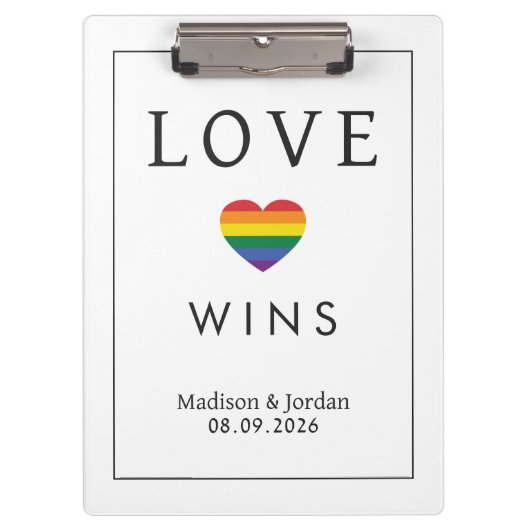Aangepaste namen / tekst Regenboog LIEFDE Klembord (Voorkant)