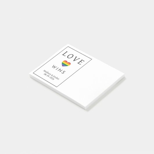 Aangepaste namen / tekst regenboog LIEFDE Post-it® Notes (Schuin)