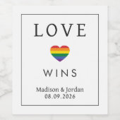 Aangepaste namen / tekst regenboog LIEFDE Wijn Etiket (Enkel label)