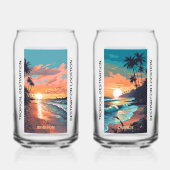 Aangepaste namen & tekst Tropical Beach Sunset Blikvorm Glas (Voorkant)