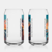 Aangepaste namen & tekst Tropical Beach Sunset Blikvorm Glas (Links)