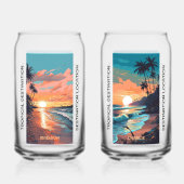 Aangepaste namen & tekst Tropical Beach Sunset Blikvorm Glas (Achterkant)